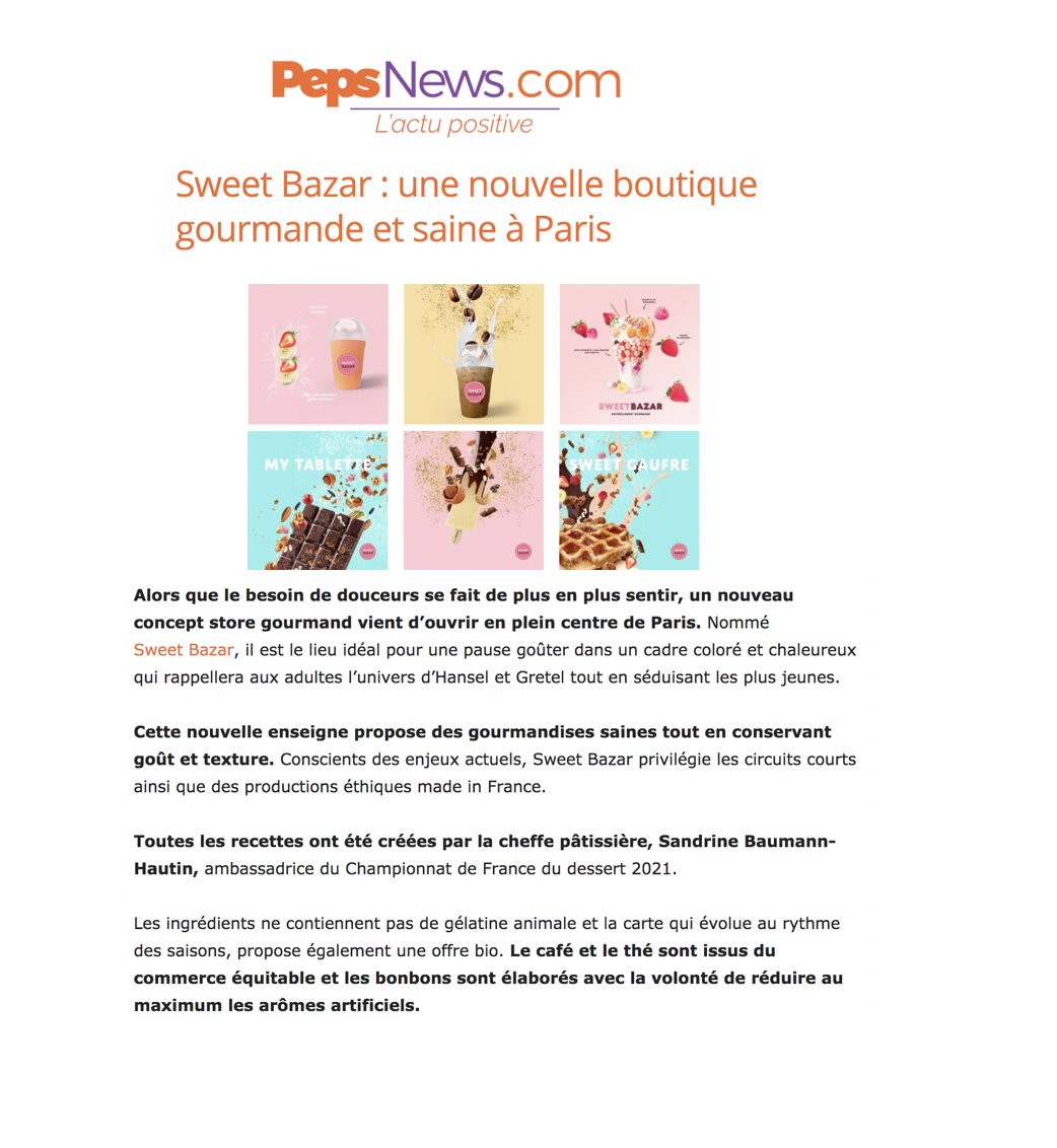 #SweetBazar, c'est la nouvelle maison gourmande de tous les plaisirs sains avec des produits de qualité! Un concept store signé Leslie Sawicka Namer. Rendez-vous au 133 rue Saint-Denis (Paris 1).

#Talentspr #rp #pr #relationsmedia #relationspresse #entertainment