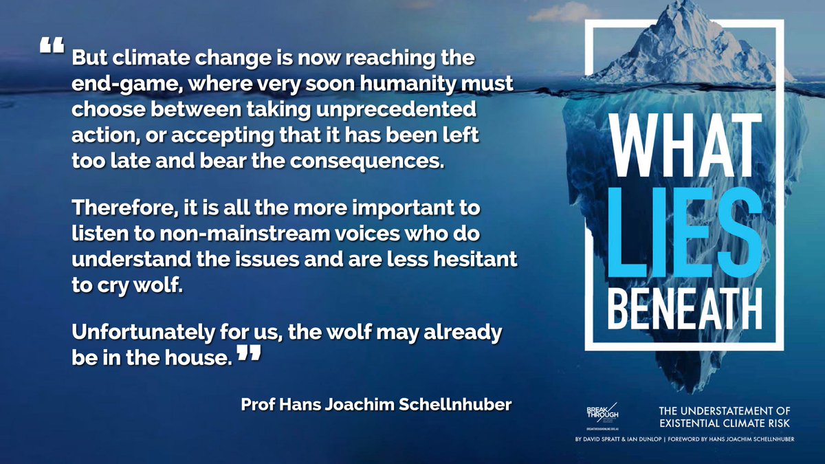 Prof Hans Joachim Schellnhuber:"We must never forget that we are in a unique situation with no precise historic analogue. The level of greenhouse gases in the atmosphere is now greater, and the Earth warmer, than human beings have ever experienced."  …https://52a87f3e-7945-4bb1-abbf-9aa66cd4e93e.filesusr.com/ugd/148cb0_a0d7c18a1bf64e698a9c8c8f18a42889.pdf