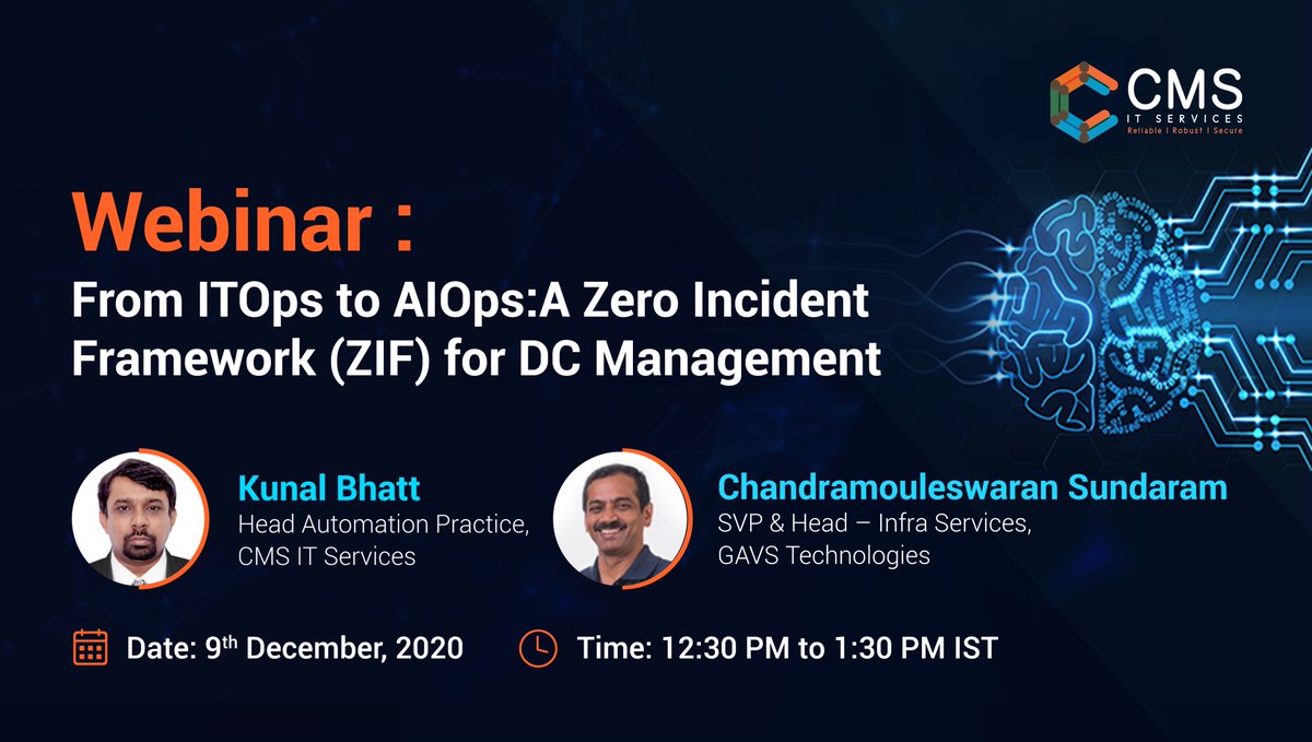 cmsitservices's tweet photo. Predict incidents, potential outages, capacity needs, and even self-remediate problems to achieve #ZeroIncident Enterprise goal.
Register Here: https://t.co/UOwhPsqEW2
#innovation #technology #itautomation #management #webinar https://t.co/QPlNN5d4hd