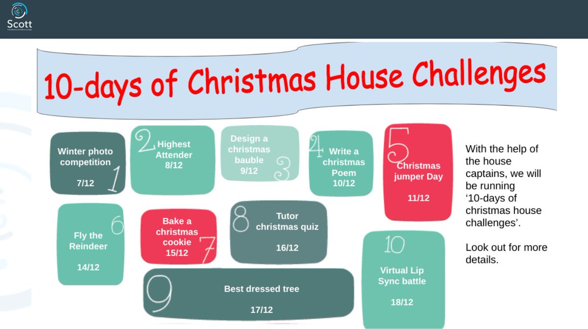 Today sees the start of our 10-days of Christmas house competitions. There are lots of house points up for grabs. Stay tuned here and we will keep you posted on the scores!
