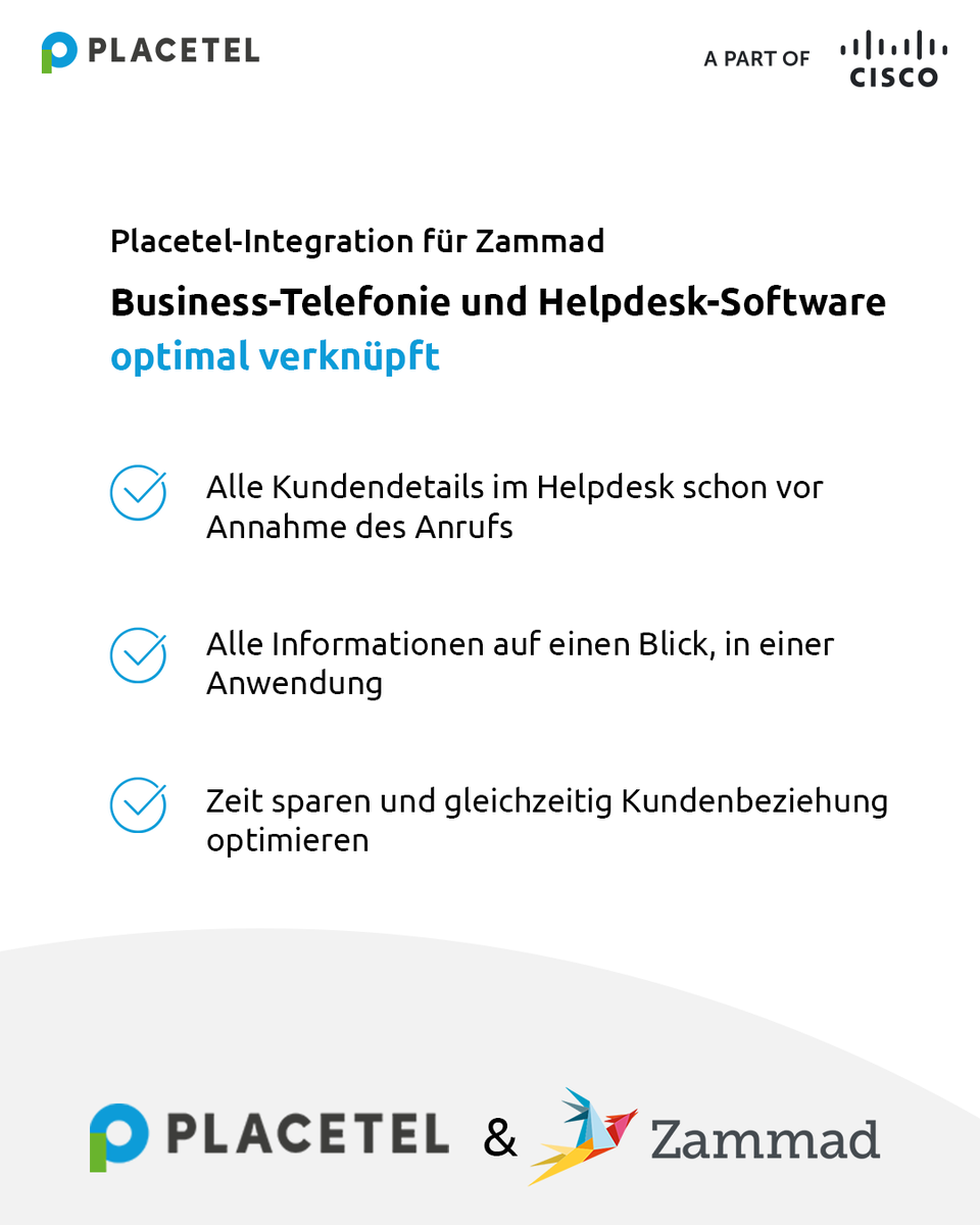 Placetel's tweet photo. Zammad ist eine Helpdesk &amp; Support Software. Die @zammadhq-Integration liefert alle Kundendetails schon vor Annahme des Anrufs. Zudem erlaubt sie in Echtzeit zu sehen, welche Kunden gerade anrufen und wer gerade telefoniert. 

👉 https://t.co/O8zFpV0TMw https://t.co/JpBhfcX8JZ