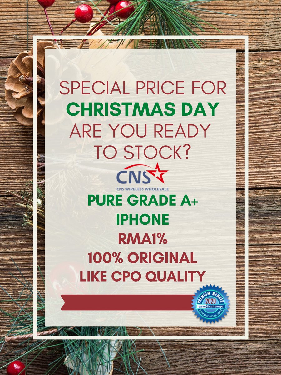 ✔️We guarantee:
-Grade A+ / Pristine like new
-100% original
-Like CPO quality
-RMA after 3 months of use lower than 1%

WhatsApp: +852 69359546
Email: letitia@cnsphone.com
Website: cnsphone.com

#Christmas  #wholesale #refurbished #iPhone