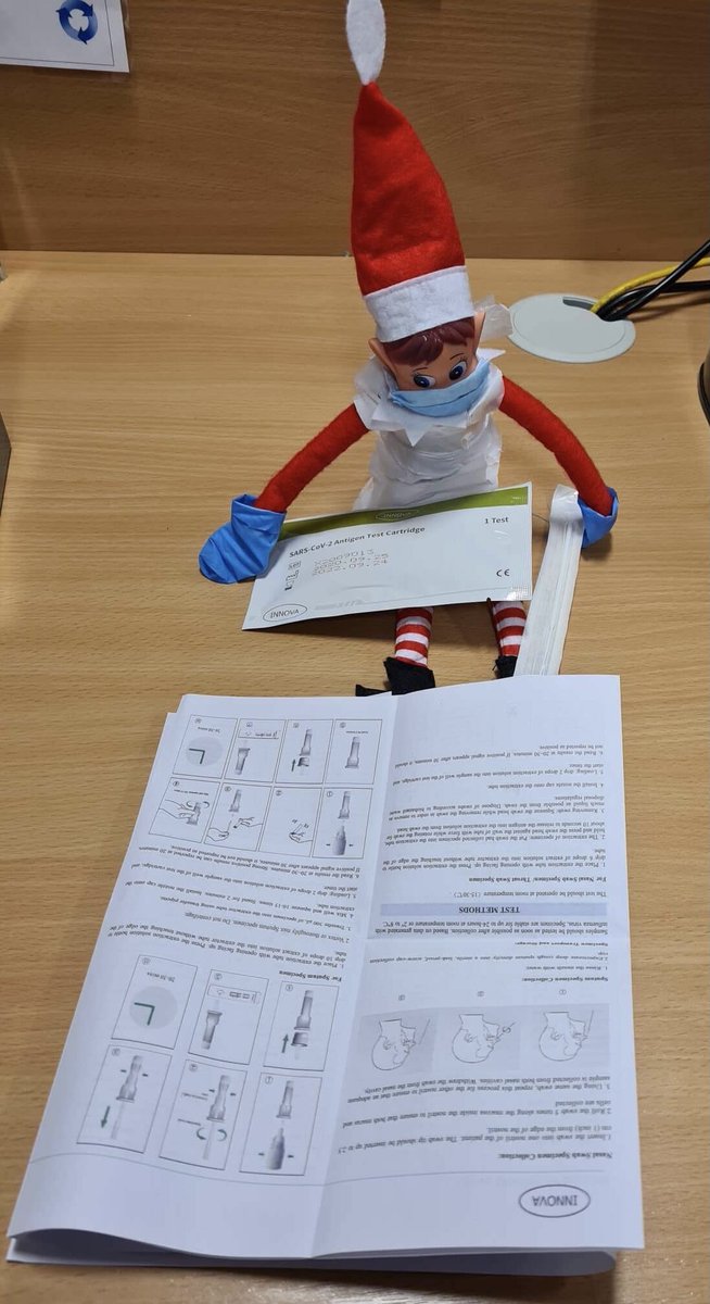 HWHCT_EBBINT's tweet photo. Eddie is trying to get to grips with his @HWHCT_NHS home testing kit! He’s been very dedicated to following the @WHCT_Infection advice! #hands #face #space #eddietheelf #ElfOnTheShelf #christmasfun 💫 https://t.co/hOOj6UQVTY