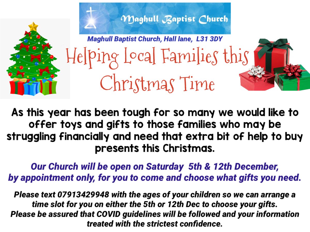 Thanks to our community for helping us!
Saturday is the last day we are giving out to families.
We DO have appointment slots left.
Please if you are reading this &amp; it will be a struggle to afford presents for your children then please do get in touch! 
<a href="/SummerhillL31/">Summerhill Maghull</a> <a href="/deyeshigh/">Deyes High School</a>
