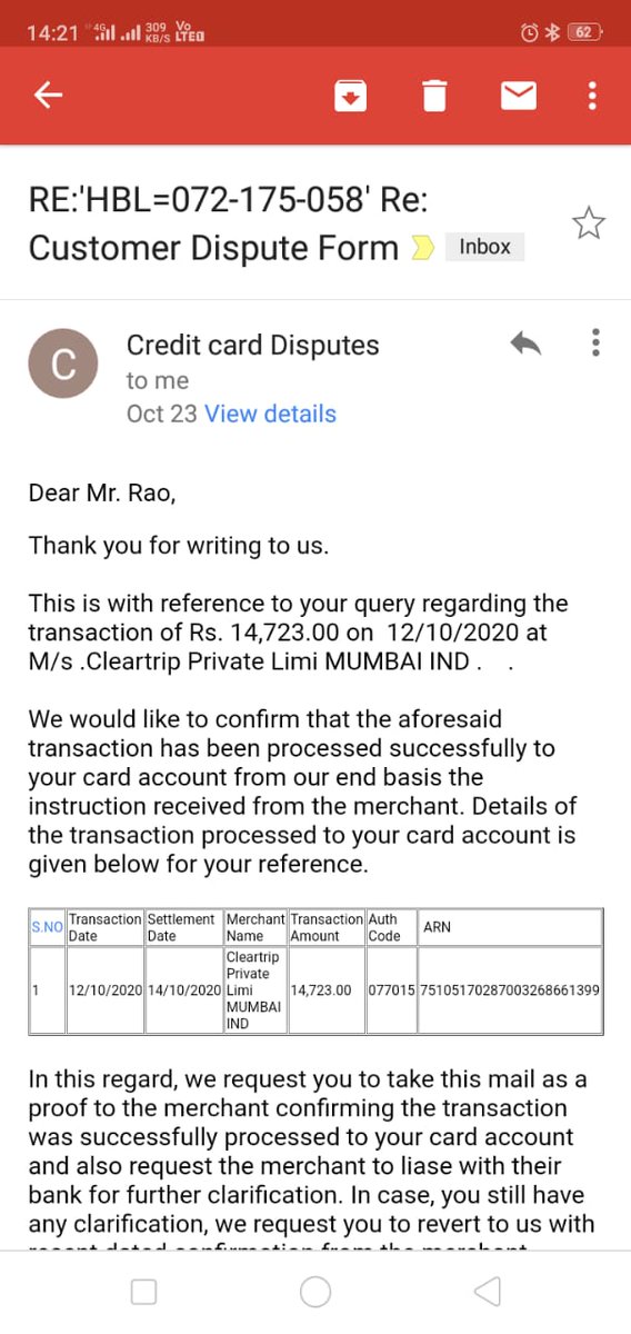 Vijaykandikanti's tweet photo. Dear Cleartrip where is my money?.
Disappointed and facing problem with cleartrip. First tried to book a ticket, booking unsuccessful but amount debited from the account, second time tried, ticket booked and again amount also debited.
@YourStoryCo
 @Cleartrip 
@jagograhakjago https://t.co/VxCrygCIqT