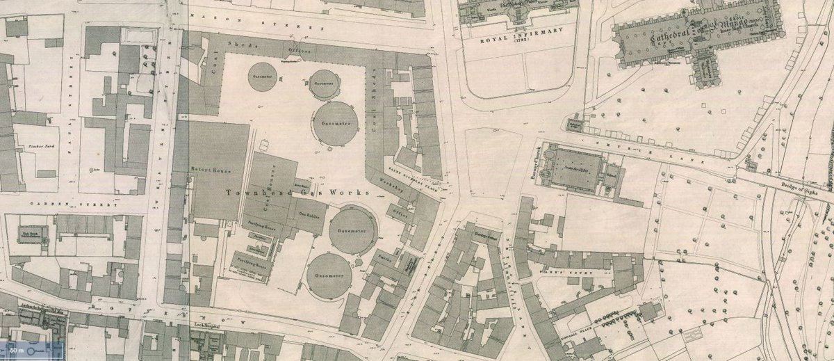 The first really large scale redevelopment of the toonheid took place in 1832 with the removal of 1 sq mile of the oldest buildings in the City. As I mentioned earlier, the Town Gas works was the first main clearance - maps are 1778 and 1850