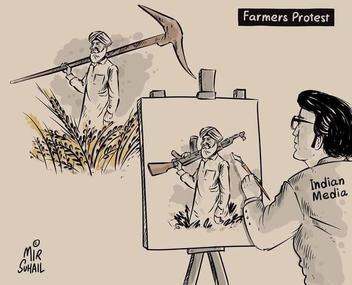 Rightly captured. The electronic media is running a continuous campaign against the farmers. This shall never be forgotten. #किसानों_के_संग_भारत_बंद #supportfarmerschallenge