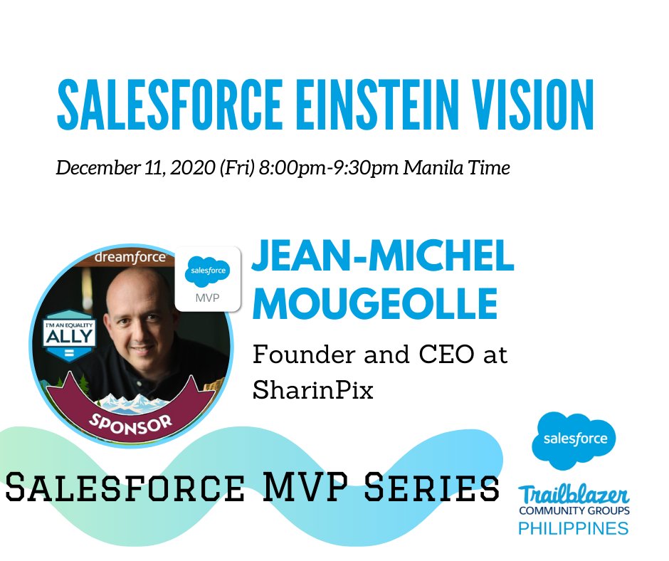 ☁Salesforce MVP Series☁
📺 Episode 7 w/ <a href="/jmmougeolle/">J-Michel Mougeolle</a> 

🌟🌟 If you are interested, RSVP here: trailblazercommunitygroups.com/j/sjhpvejdpxcq…

#SalesforceMVPseries
#sfphilippines
#Salesforce
#TrailblazerCommunity