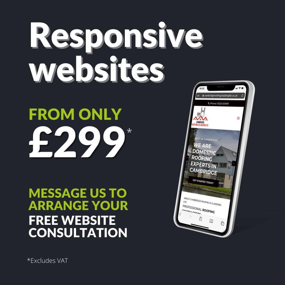 From tradesmen, cafes and restaurants, garages and law firms, our websites start from only £299 + VAT. Message us today to get your business seen by thousands of local customers!
#websites #webdesign #design #print #inspiration #webstudio #cambridge #ecommerce #business
