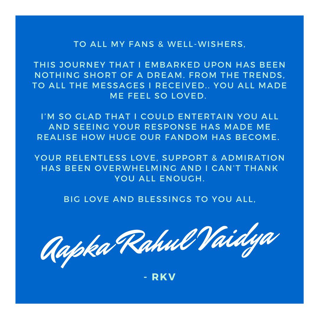 rahulvaidya23's tweet photo. Big love and blessings to you all, 

Aapka Rahul Vaidya

- RKV 

#RahulVaidya #TeamRKV
#BiggBoss14 #BB14 #BiggBoss2020 #AbScenePaltega #ColorsTV 
@ColorsTV @justvoot https://t.co/z3B4xMYo7O