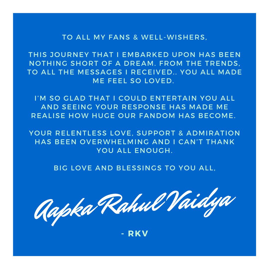 Big love and blessings to you all, 

Aapka Rahul Vaidya

- RKV 

#RahulVaidya #TeamRKV
#BiggBoss14 #BB14 #BiggBoss2020 #AbScenePaltega #ColorsTV 
@ColorsTV @justvoot