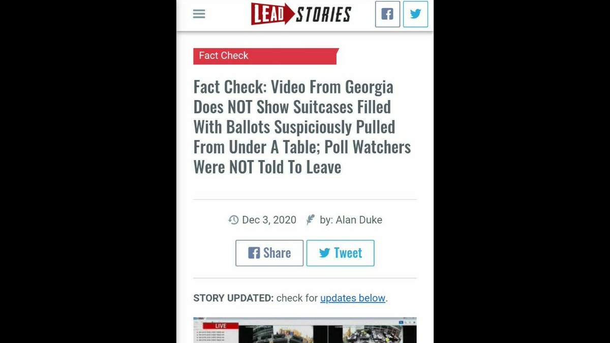 New thread...I'm gonna bring a little thunder and lightning with this one... Gabriel Sterling posted this little number yesterday evening and he decided to use lead stories as a fact check on the election fraud, so let's run with it shall we... https://leadstories.com/hoax-alert/2020/12/fact-check-video-from-ga-does-not-show-suitcases-filled-with-ballots-pulled-from-under-a-table-after-poll-workers-dismissed.html