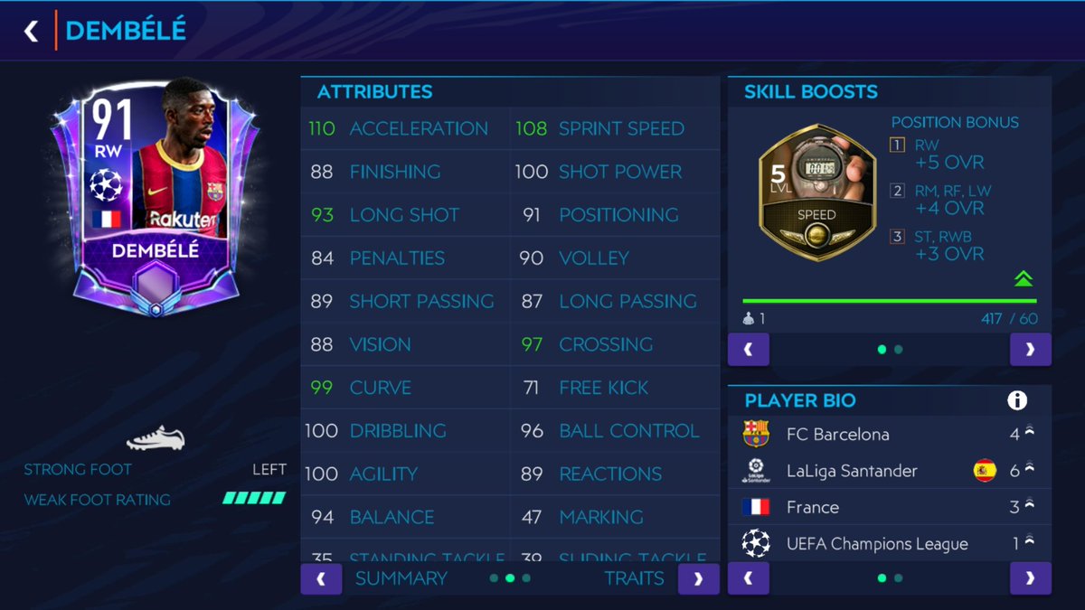And RWs... here are some pacy right wingers I suggest.. mainly Dembele cheap beast and a Left footed RW.. and Lens is really underrated and unused coz of chemistry problems.. I used him for some matches.. he is great.. try him