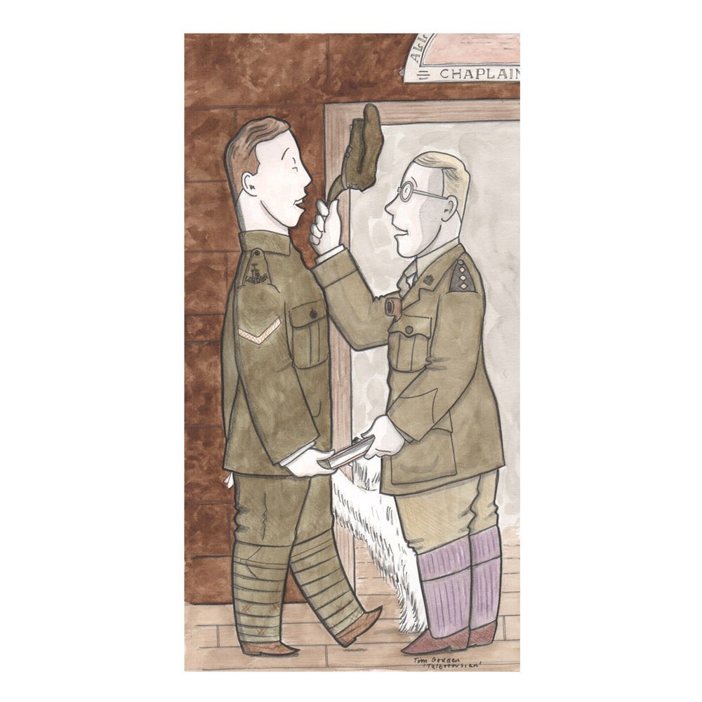 TJGodden's tweet photo. TUBBY'S BOOK TAX
A Lance Corporal of the Queen's Westminster Rifles borrows a book from Rev. P.B. 'Tubby' Clayton, who duly relieves him of his cap as insurance against the loan.
https://t.co/V9B7Q34beN
#ww1 #Christmas #StandWithTalbotHouse https://t.co/BwpdcGKAgd