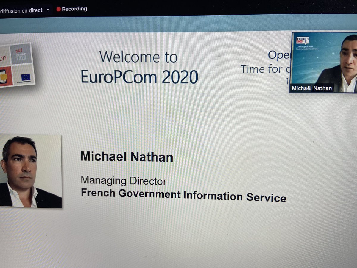 MorganeBravo's tweet photo. 🇪🇺Now! #EuroPCom 2020: le rendez-vous (virtuel) des experts en #communicationpublique 👉#EU_CoR @CoR_President #Diplomatie #DigitalDiplomacy #Facebook #France #FutureOfEurope #RéseauxSociaux #Digital #Communication https://t.co/qBLdxql14E