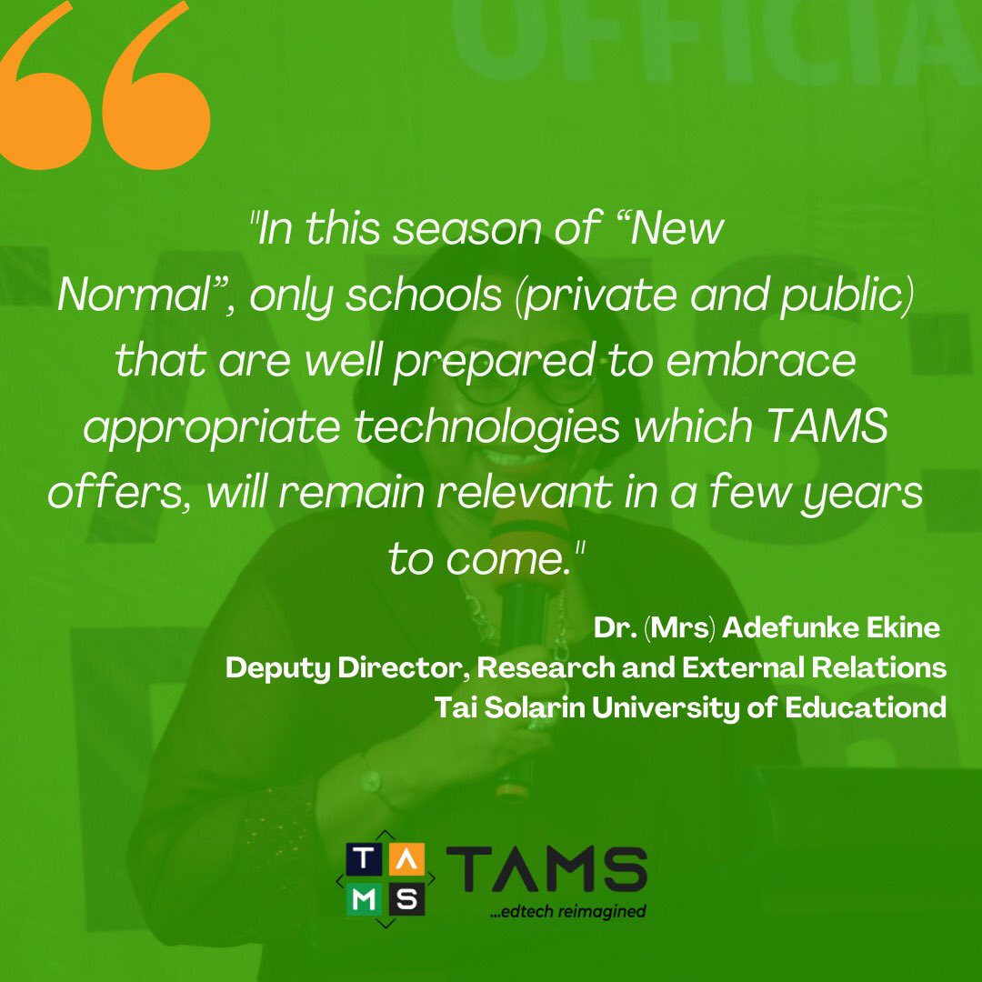 edu_tams's tweet photo. Join the season of this “New Normal” by becoming a partner with TAMS.
#EdTechReImagined
#TAMSLAUNCH
#TAMSLAUNCHAbeokuta
#EDUTAMS_NET https://t.co/bPtCe34Qli