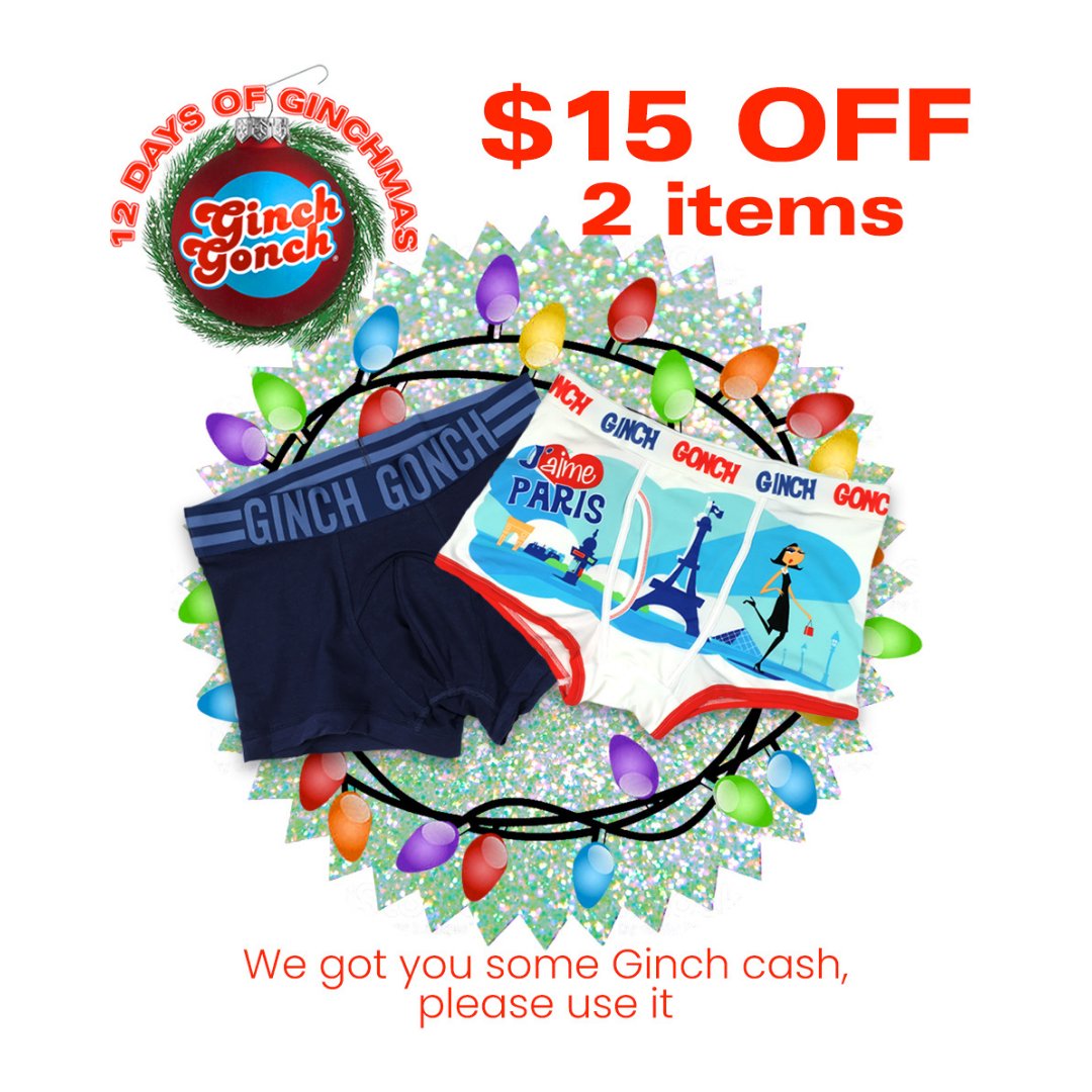 ginchgonch's tweet photo. We got you some Ginch CASH, please use it!
Code: 15offf  

#megasale #underwearsale #clothingsale #shoppingdiscounts #fashionsale #clothingsale #clothingsales #sale #model #underwearmodel #sexy #comfyunderwear https://t.co/VHsDClAFMP