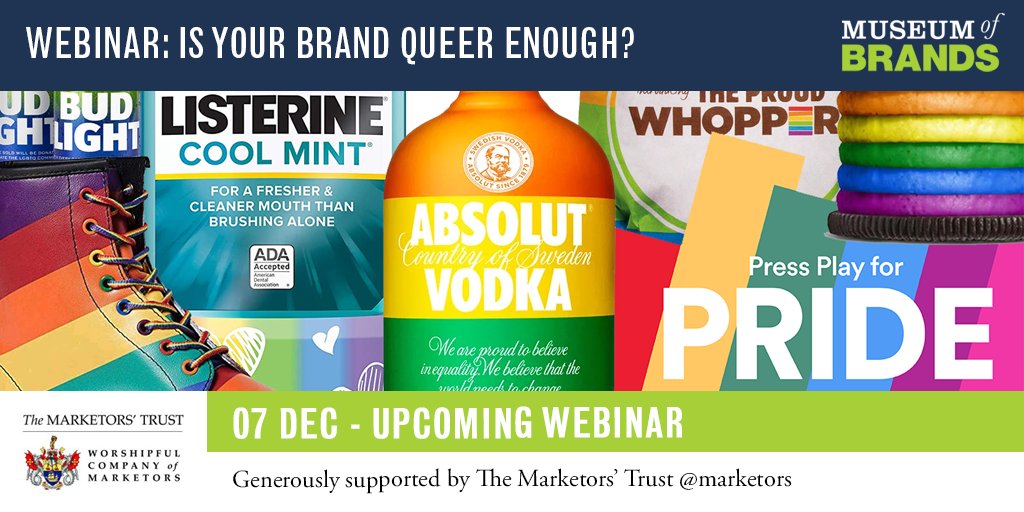 MuseumofBrands's tweet photo. Last chance to book tickets for our webinar is today! Join us today at 5pm to learn about the history of LGBTQ+ advertising.

Tickets £4.50 adults/£3.50 students.
Book here: https://t.co/qDqeQgDa0B 

Our talks programme is generously supported by @marketors Trust. https://t.co/7YieNxXPzu