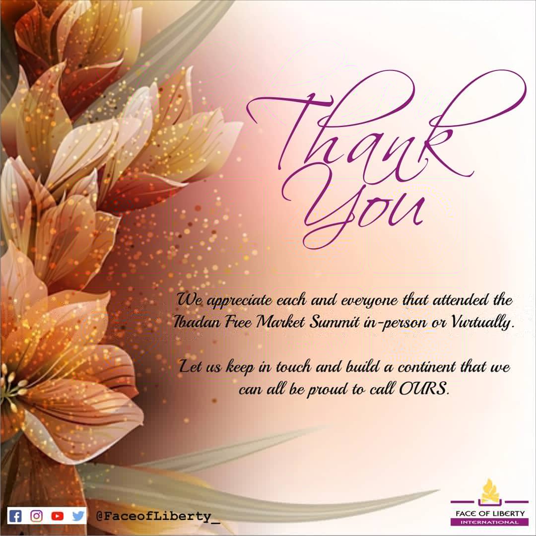 faceoflibertyhq's tweet photo. Thank you for making the Ibadan Free Market Summit 2020 a success. 

Let us keep working together to build a continent that we can truly call OURS.

#ifms2020 #faceofliberty https://t.co/BlgYsOA5Us