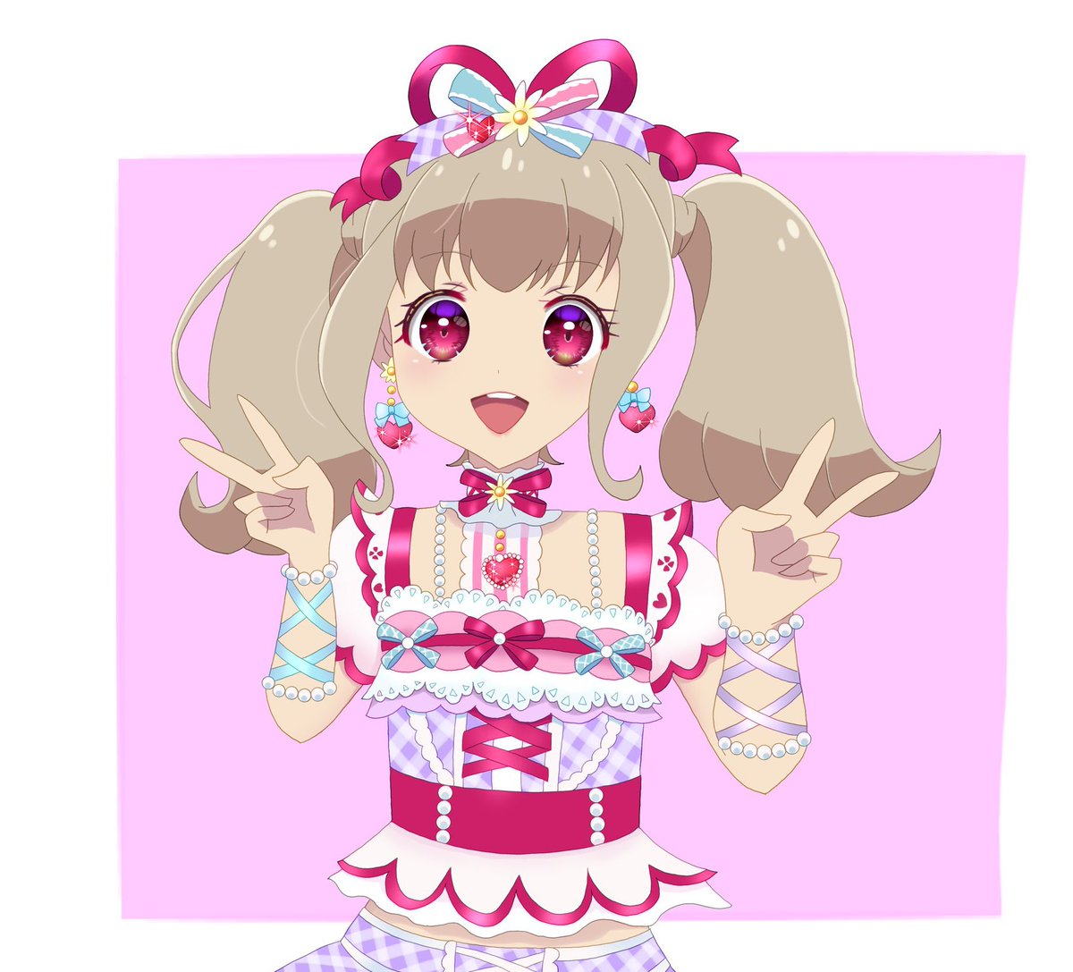 わたしってツイてる ラッキー らきちゃんお誕生日おめでと 姫石らき生誕 ドーナツ ᐛ パァのイラスト