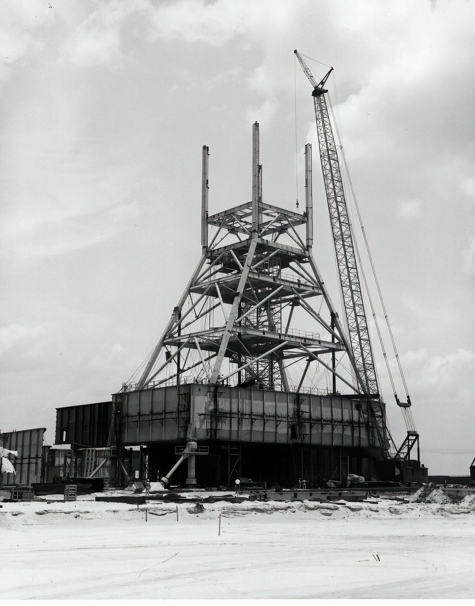 As the first tower began to grow taller in May of 1964, the first Crawler Transporter (Image 3 and foreground of image 2) began to take shape.