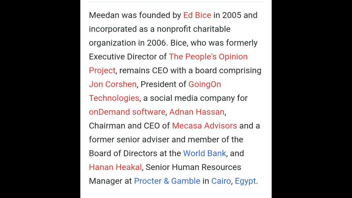Meedan was founded by Ed Bice, you'll see some interesting connections below including the World Bank...
