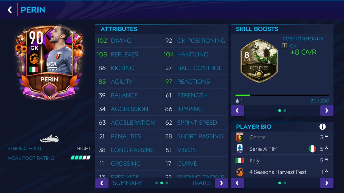 At Last GK... we know Height matters.. this Perin breaks everything though he is not soo tall.. and I will say Rodak is till the best GK.. and he is really underrated.. everyone can feel tough to score aginst him.. and the new Alex card joins in..