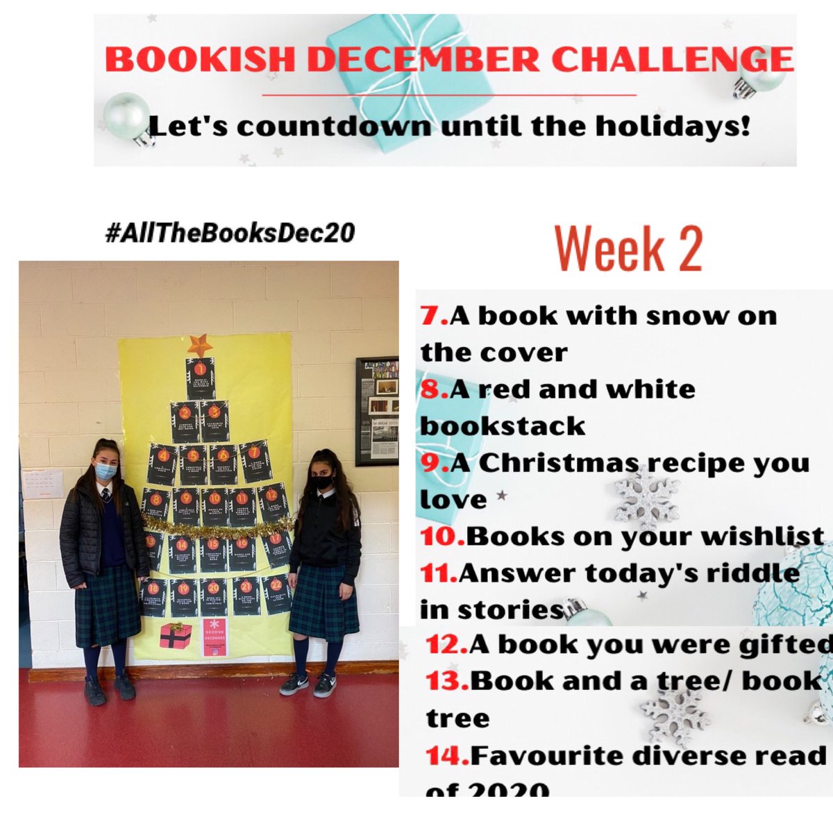 larkincclib's tweet photo. Join our Bookish December challenge Week 2 & share the love of reading 😍📚🎄- & have a bit of bookish fun. Even just pick one prompt & tag us #AllTheBooksDec20
Organised with library in @stleoscarlow 🎅🏻📚⛄️🎄#readingchallenge #decemberreads #snowtoday https://t.co/PiM4uxW3La