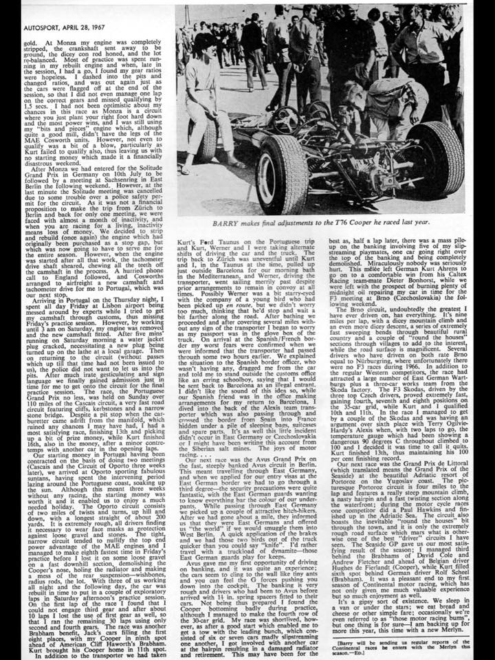 AutoTradition's tweet photo. Barry Collerson, April 1967 article in Autosport about life as a F3 privateer. #screamers #F3 #FormulaThree https://t.co/t3PGdKykNN