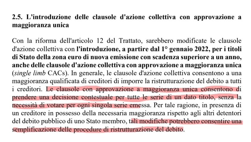 Marcozanni86's tweet image. Se non credete al pericoloso @borghi_claudio, ve lo dice il #Senato a cosa serve la riforma del #MES: a rendere più semplice la ristrutturazione del debito pubblico, cioè il #bailin sui #BTP

senato.it/japp/bgt/showd…