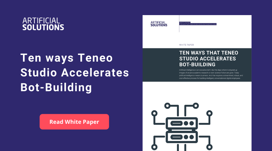 teneo_ai's tweet photo. Ten ways Teneo Studio accelerates #bot building ⏩🤖 https://t.co/NeaQATQjMP

@Teneoai Studio isn’t just a regular coding environment. It takes a unique visual approach to assembling intelligent digital employees. 

#ai #virtualagent #digitalemployee #bots #chatbot https://t.co/honVS9Rmeu