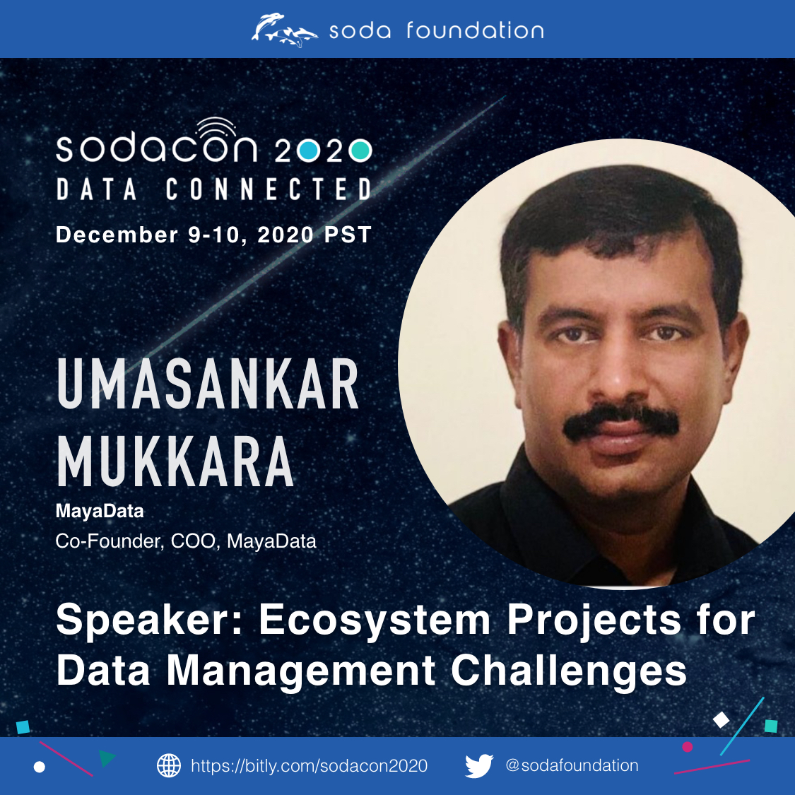 sodafoundation's tweet image. Day 2 of #sodacon2020 is as action packed as Day 1. Join Umasankar Mukkara and learn about Cloud Native trends and Data challenges : OpenEBS, Litmus &amp;amp; its potential integration with SODA. 
More:  sodafoundation.io/events/sodacon…
#OneDataFramework
