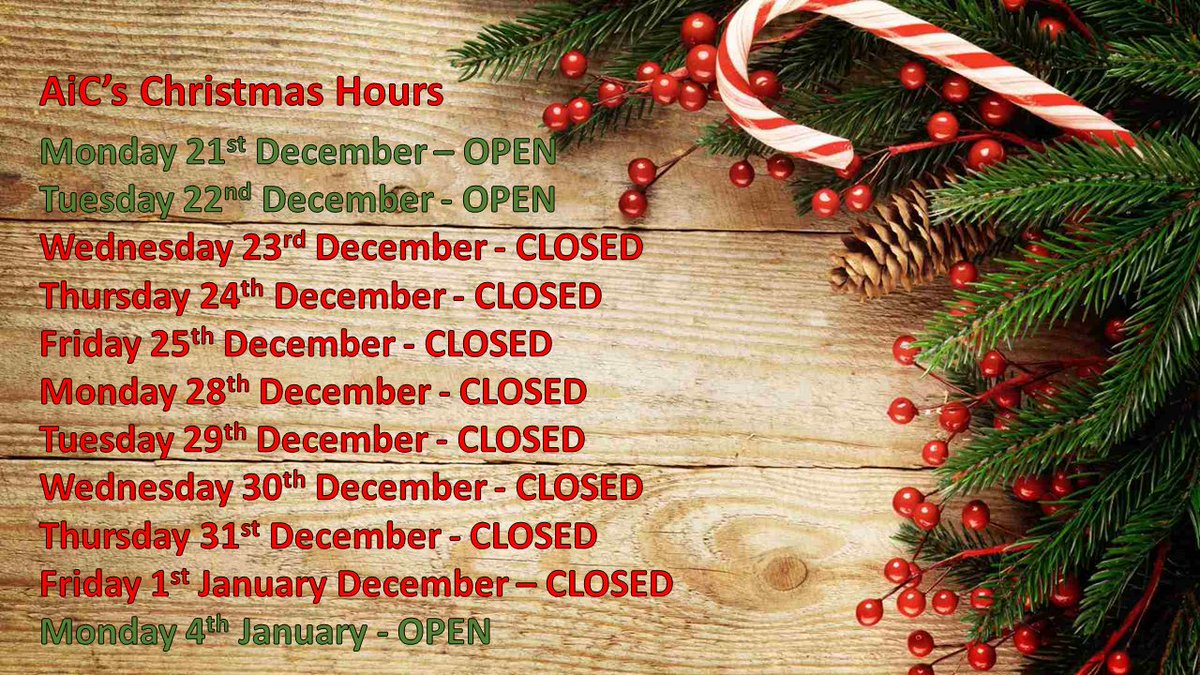 appsincadd's tweet image. 🎄Here are our Christmas hours for 2020🎄 
Please ensure you submit any orders to us by 2 pm on Tuesday 22nd December, to guarantee your order will be processed before the Christmas festivities begin 🥳🎅⛄️🥂🍾🎁#n4cesoftware #christmasbreak #santascoming #lastorders