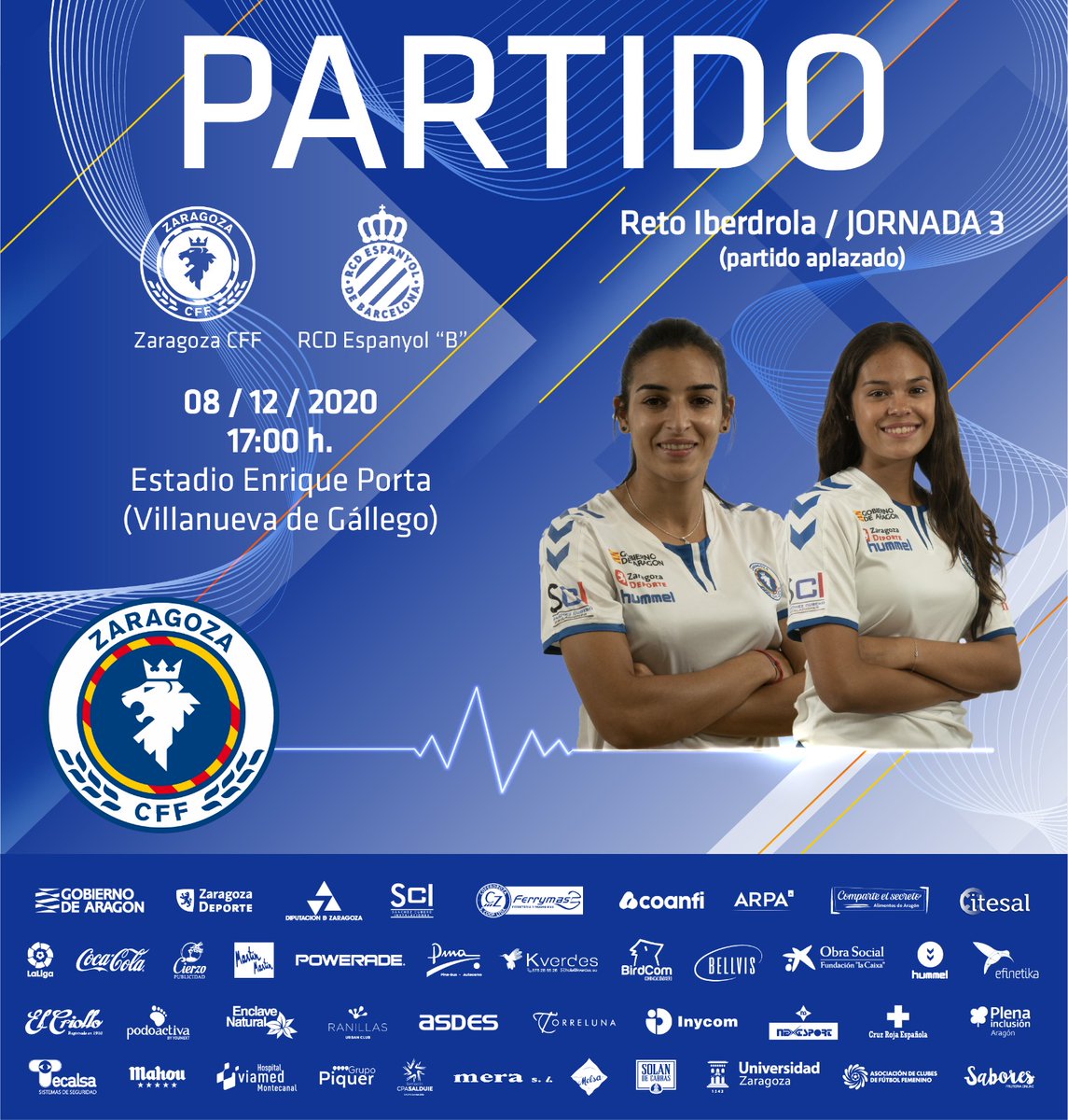 ZaragozaCFF's tweet photo. 📌 Reto Iberdrola
📍Jornada 3 (Partido Aplazado)
🗓 08-12-2020
⏰  17:00

👉🏻Zaragoza CFF vs @rcdefemeni B👈🏻
🏟Enrique Porta 

#ZaragozaCFF💙 https://t.co/edjI2iFGM8