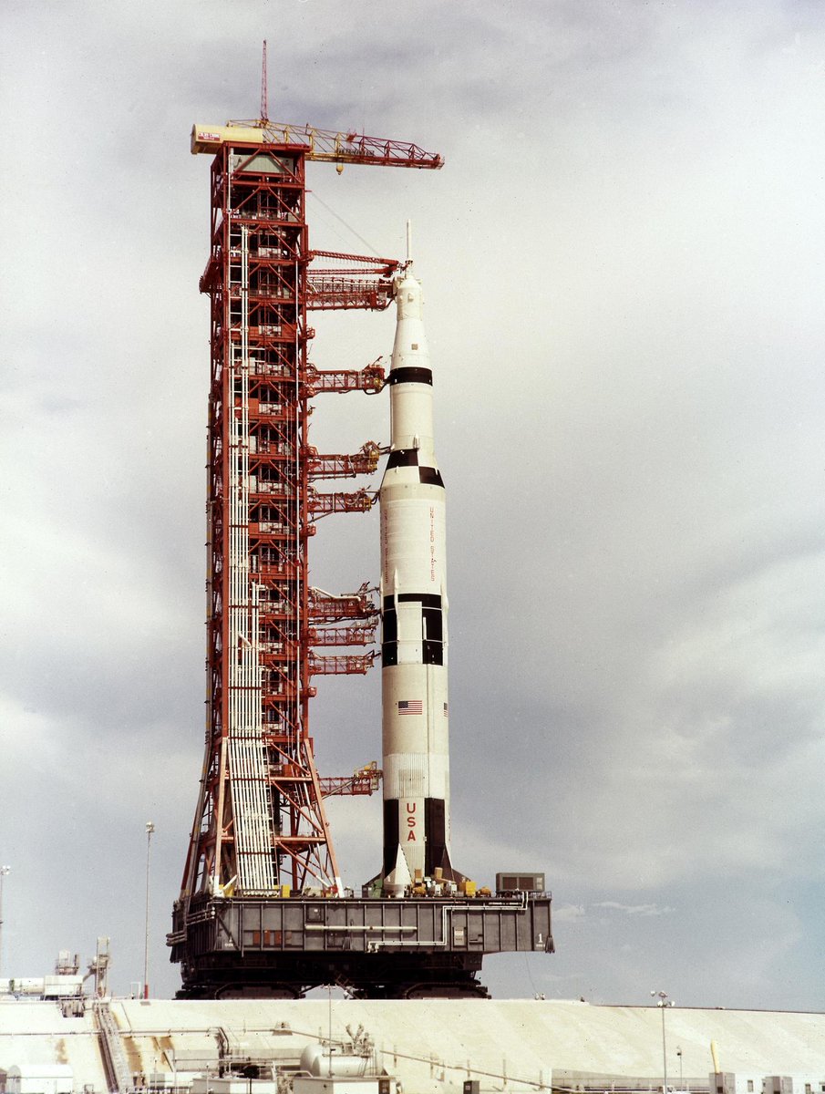 The Apollo 4 stack making its way to the launch pad in November 1967.