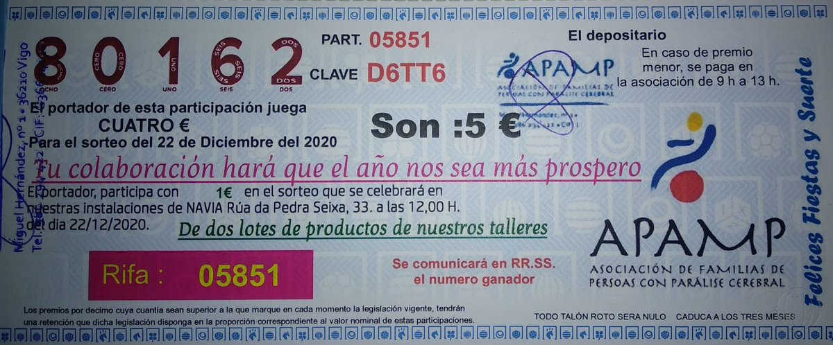 APAMPVigo's tweet photo. Se acerca el sorteo de Navidad y aún no tenéis nuestro número?😱
Aún estáis a tiempo 😉, podéis adquirirlo en cualquiera de nuestros centros, os lo podemos enviar....No te quedes sin el, este año nos va a acompañar la 🍀 #Apampcheosdevida #ApamploteriayFortuna https://t.co/g2ZOEboQwm