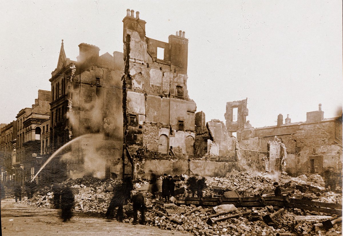 Superintendent of the Fire Brigade, Captain Alfred J. Hutson, had difficult choices to make as he did not have resources to deal with all of the fires at once. The Auxiliaries and Black and Tans also hindered efforts of firemen by cutting hoses. Picture courtesy of  @CorkPMuseum.