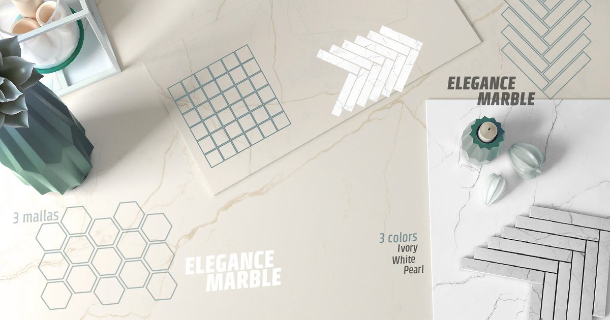 ecoceramictiles's tweet photo. #NUEVO ELEGANCE MARBLE. 🤩 Esta serie de #revestimientos y #pavimentos #porcelánicos #multiformato lleva el nombre perfecto. 👉🏼 Elegancia absoluta en una imitación #mármol, satinado y pulido. Disponible en 6 formatos, 3 colores naturales y 3 Eco Mallas. #Ecoceramic #tiles https://t.co/aphh48qV38