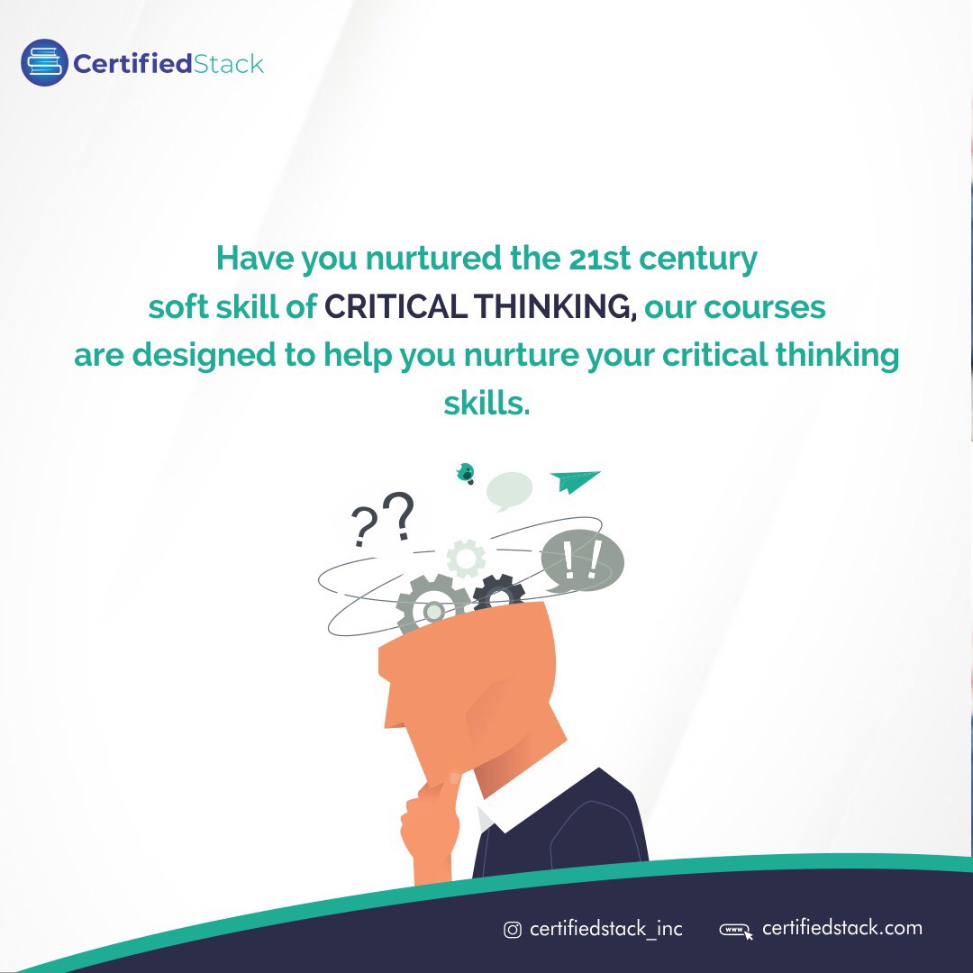 Certifiedstack2's tweet photo. Have you nurtured the 21st century soft skill of critical thinking, our courses are designed to help you nurture your critical thinking skills.

#Careergoals #career #professionalcourses #Certifiedstack #MondayMotivation #sigma #Digital

https://t.co/WND0iVKB1w https://t.co/fqhpEQVEW3