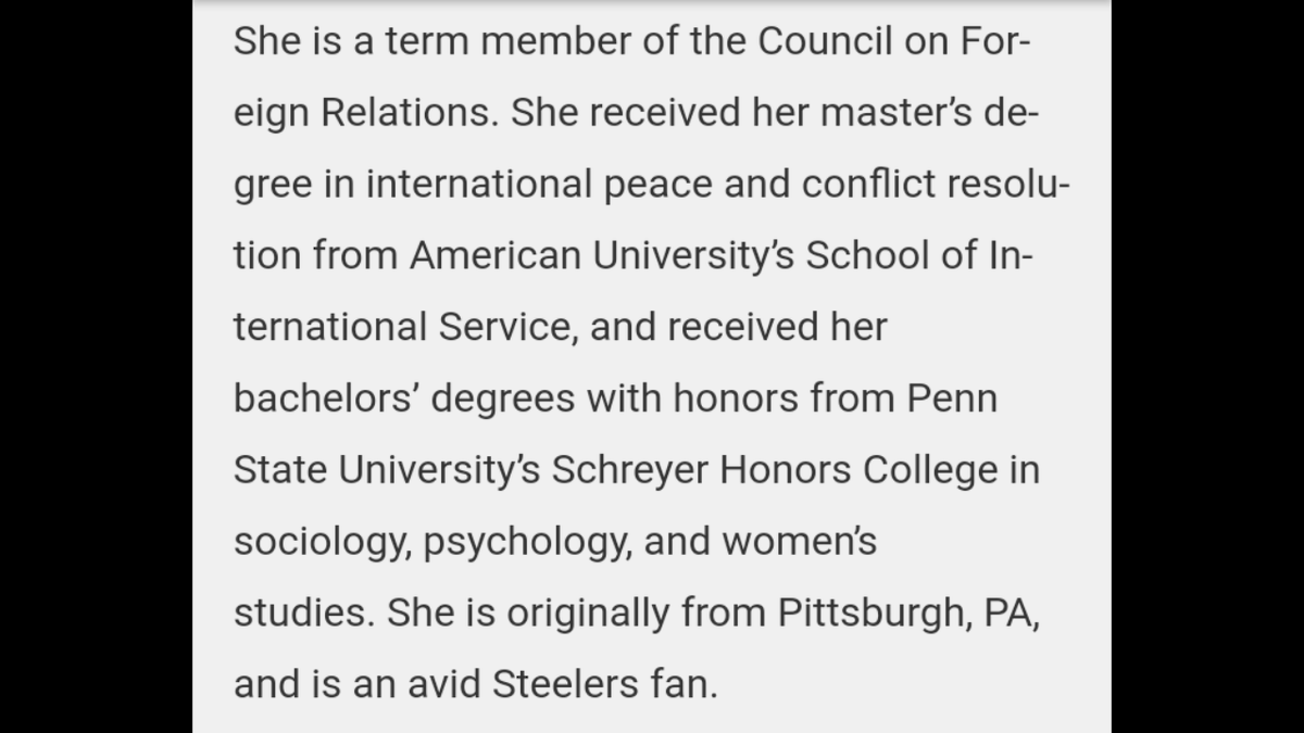 Laura Rosenberger is a senior fellow and director of the Alliance for Securing Democracy / German Marshall Fund...Prior to that she was foreign policy advisor for Hillary for America, she's also a term member of the CFR...