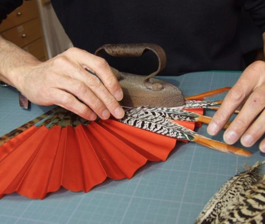 Happy birthday to contemporary fan maker, Frédérick Gay. Image shows Frédérick preparing &amp; assembling by hand a couture feather fan for <a href="/duvelleroy1827/">Duvelleroy</a>.