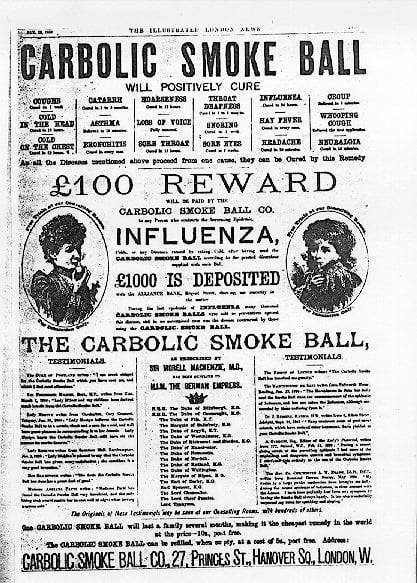 SabraIntLawFirm's tweet photo. 🎉 🎉 🎉 Happy 127th Birthday to a milestone of English Contract Law: Carlill v Carbolic Smoke Ball Co [07 Dec 1893] 🎂 https://t.co/zuf8h36DrZ