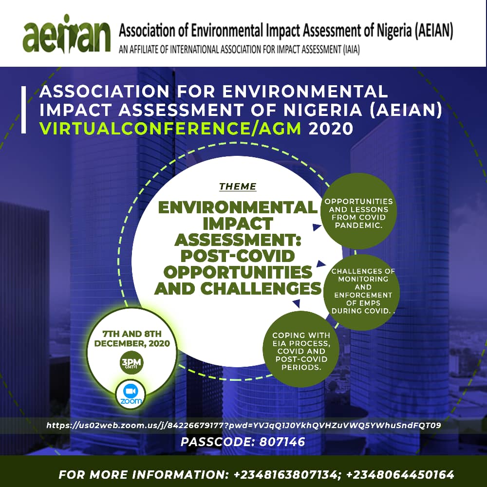 Elijah_Rona's tweet photo. For the love of the environment! Be part of the solution. Attend Association for Environmental Impact Assessment of Nigeria virtual conference. @IAIAnetwork @AEIANng 
#AEIAN2020 #ChefErica https://t.co/hpzLyxNG3j
