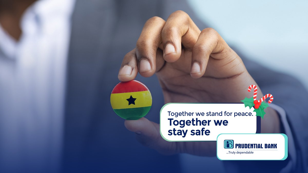 pblghana's tweet photo. Together we stand for peace. 
Together we stay safe. 

Please remember to observe all COVID-19 safety protocols as you step out to vote today.

#GhanaDecides
#PrudentialBank #TrulyDependable https://t.co/T1WeHKJDLE
