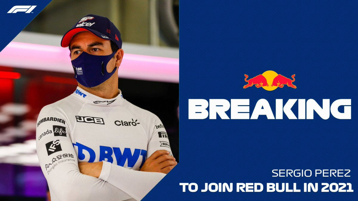 BREAKING: Sergio Pérez will drive for Red Bull Racing from 2021 
#F1