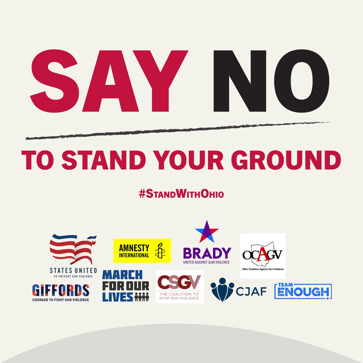 On Wednesday there could be a vote on the dangerous Stand Your Ground Bill, SB 383.

Tell <a href="/GovMikeDeWine/">Governor Mike DeWine</a> to veto this bill.   Add your name: bit.ly/33KOXBK #StandWithOhio #OHleg