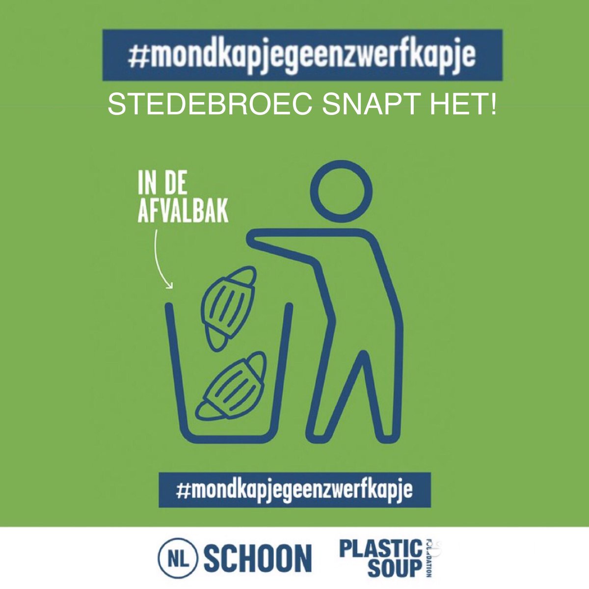 gbstedebroec's tweet photo. Ook in ons Stedebroec vinden we steeds vaker mondkapjes op straat. We vragen je gebruikte mondkapje in een openbare prullenbak of thuis in de grijze container voor restafval te gooien. Zo houden we Stedebroec samen schoon! 

#mondkapjegeenzwerfkapje #stedebroec https://t.co/rm5ccOQ9FS
