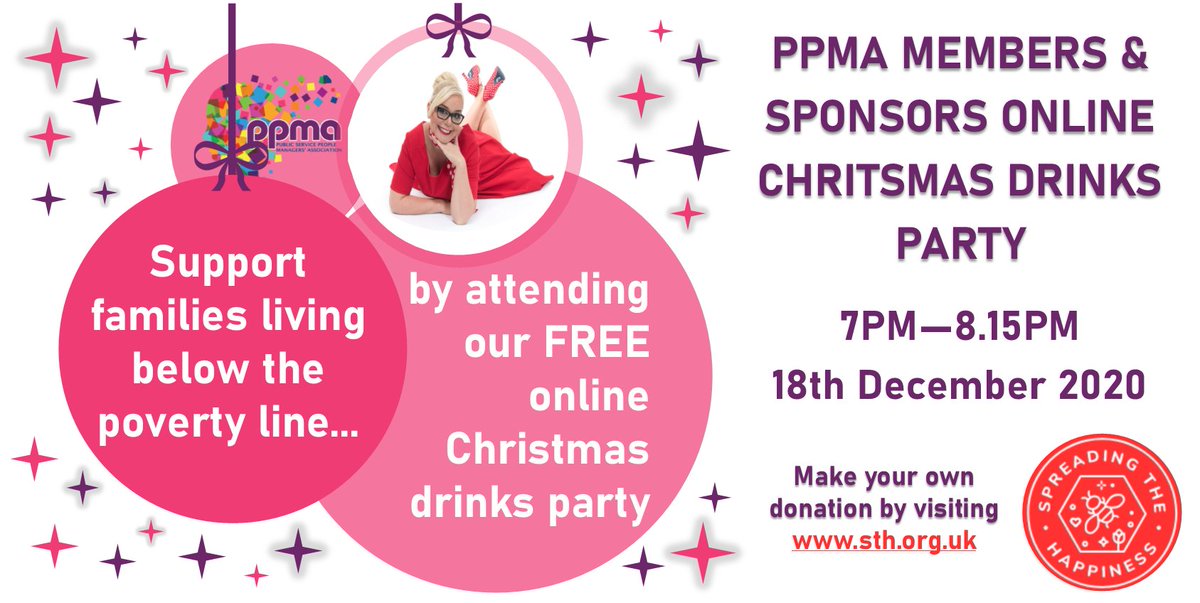 All PPMA members &amp; sponsors are invited to r virtual Xmas drinks party on 18th Dec 7pm-8:15pm. The amazing <a href="/ShonetteBason/">Shonette</a> will be be doing a half hour comedy set &amp; for every member who attends, our sponsors will donate to Shonette's charity #SpreadingtheHappiness Invites out soon