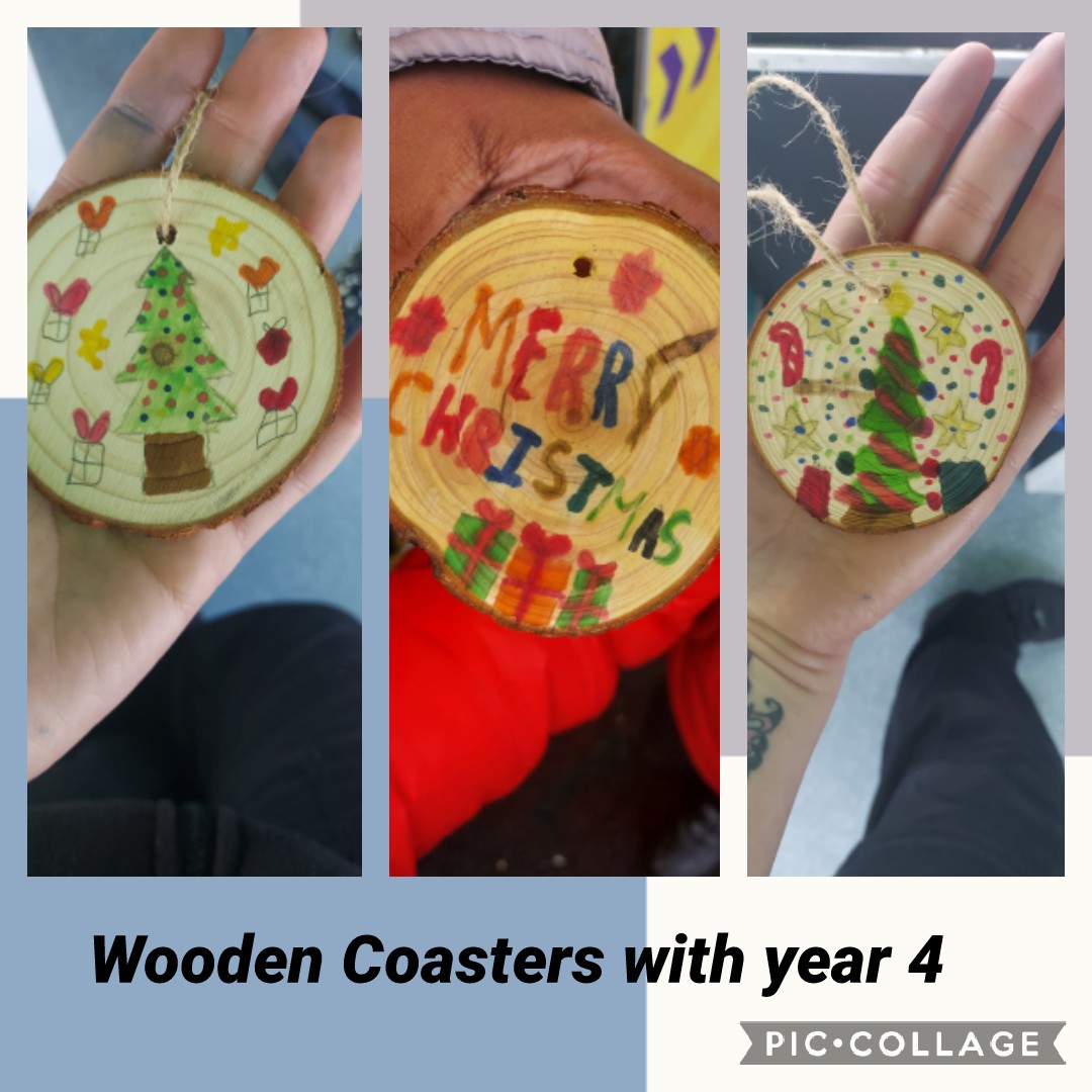 Litterwatch1's tweet photo. Another great lesson this morning, the year 4A students have had a break from doing test. They have come on our Eco bus to decorate there very own wooden coasters @SercoESUK @sandwellcouncil
#educationmatters #LearninginSchool #Christmas2020 @YewTreeSandwell https://t.co/9OVa2F6PTw