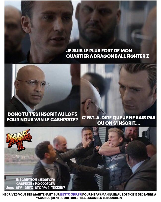 BESTCORP_CMR's tweet photo. [LEAGUE OF FIGHTERS TOURNAMENT]

Baseurs du 237!!
Fini les petits défis inter-quartiers!!
C'est ce Samedi que ça se passe!!

Inscris-toi via: https://t.co/kd2UDWQZck

Et montre ce que tu vaux face à l'Élite des Fighting Gamers 🇨🇲

#LOFIII #EsportsInAfrica #COGA #BESTCORP https://t.co/pNI5BuEaWA